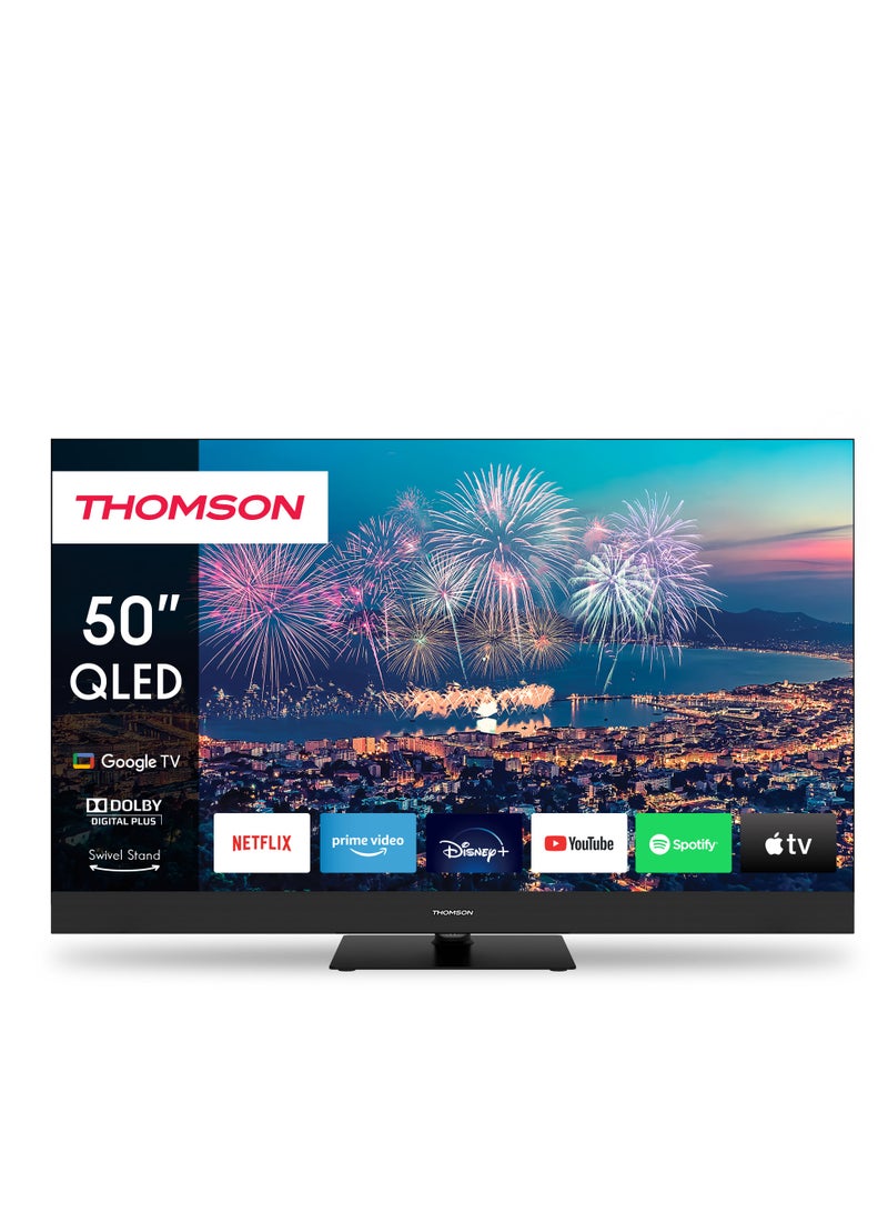 طومسون تلفزيون تومسون 50 بوصة QLED 4K UHD جوجل TV – ريسيفر داخلي – سمارت بتطبيقات ومنصات مشاهدة – ضمان 5 سنوات – موديل THO50VS3QSUTSA - Image 1